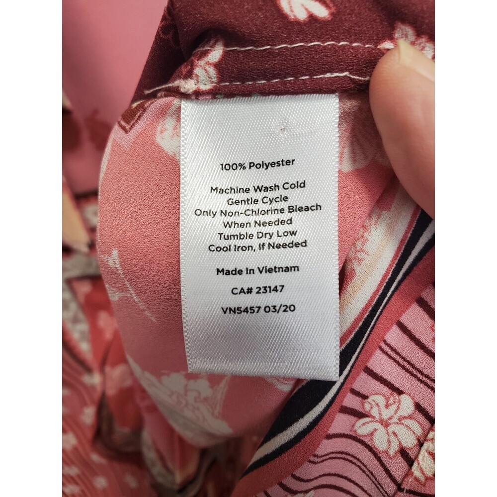 Talbots Rose Patchwork Pattern Tie Neck Long Slee… - image 5